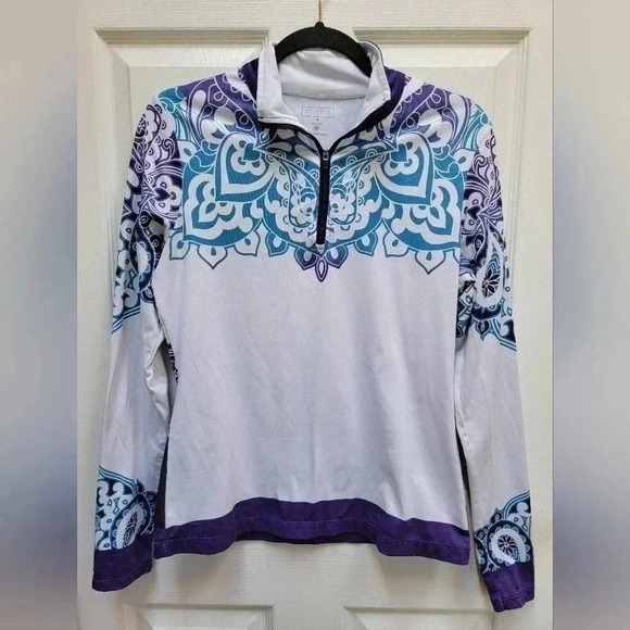 Athleta Women's Paisley Purple Quarter Zip Track/Activewear Jacket Size Med - Picture 1 of 3